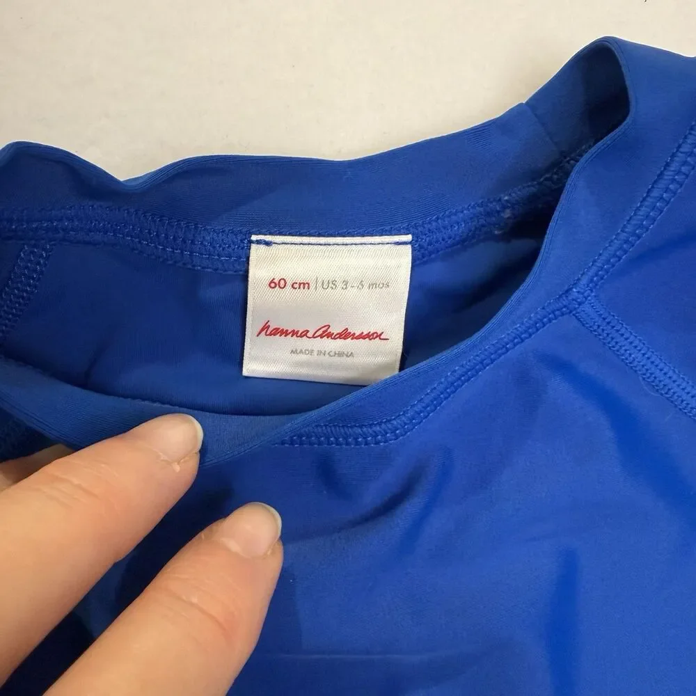Hanna Andersson Blue Rash Guard Swim Shirt, Size 3-6 Months